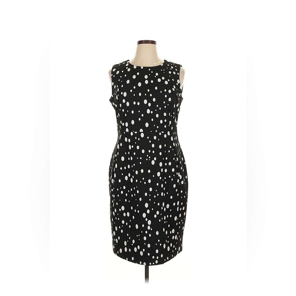 Calvin Klein Black and White Dot Midi Dress